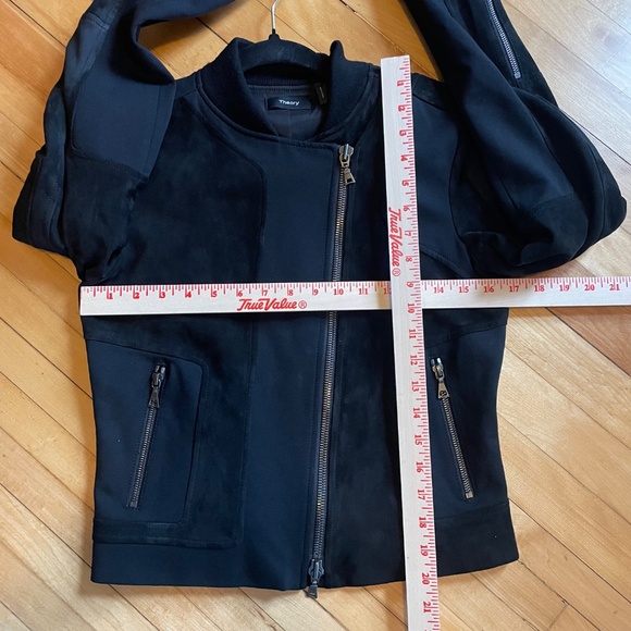 THEORY Shezi K Combo Moto Jacket Lamb Leather Suede Quilted Shoulders Lined - Picture 11 of 16